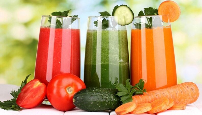 Succhi di verdura a basso contenuto calorico nel menu della dieta da bere